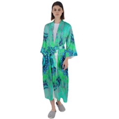 Blue Green  Twist Maxi Satin Kimono by LW323