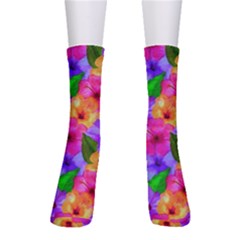 Watercolor Flowers  Multi-colored Bright Flowers Men s Crew Socks