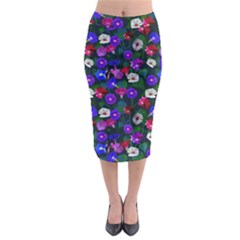 Watercolor Flowers  Bindweed  Liana Midi Pencil Skirt by SychEva