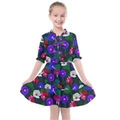 Watercolor Flowers  Bindweed  Liana Kids  All Frills Chiffon Dress by SychEva