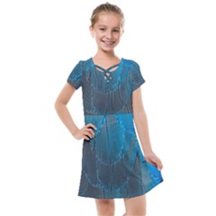 Feathery Blue Kids  Cross Web Dress by LW323