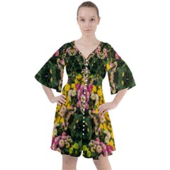 Springflowers Boho Button Up Dress by LW323
