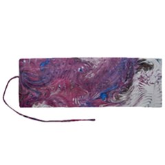 Violet Feathers Roll Up Canvas Pencil Holder (m) by kaleidomarblingart
