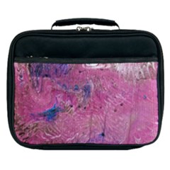 Pink Feathers Lunch Bag by kaleidomarblingart