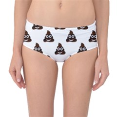 Happy Poo Pattern, Funny Emoji, Emoticon Theme, Vector Mid-waist Bikini Bottoms by Casemiro