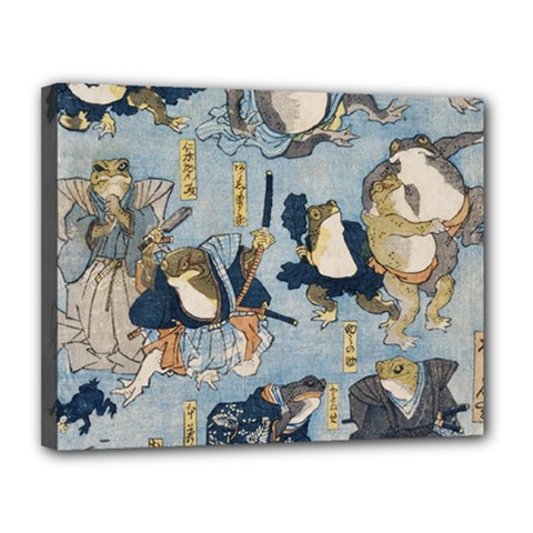 Famous Heroes Of The Kabuki Stage Played By Frogs  Canvas 14  X 11  (stretched) by Sobalvarro