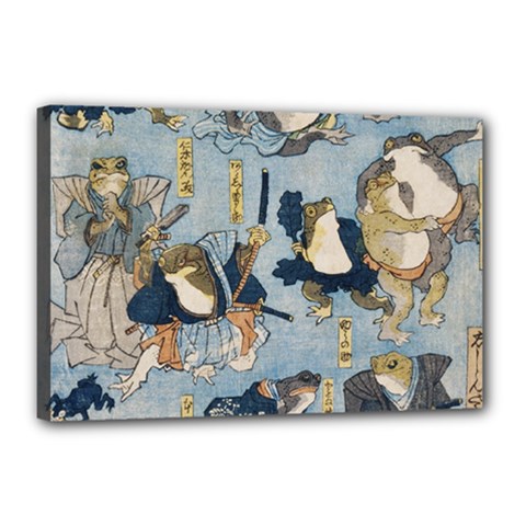 Famous Heroes Of The Kabuki Stage Played By Frogs  Canvas 18  X 12  (stretched) by Sobalvarro