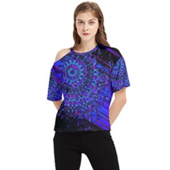 Uv Mandala One Shoulder Cut Out Tee by MRNStudios