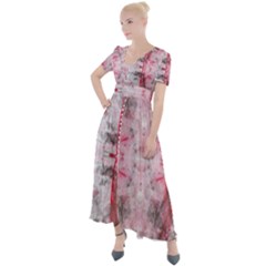Pink On Grey I Repeats Button Up Short Sleeve Maxi Dress by kaleidomarblingart