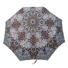 Turquoise Black Arabesque Repeats Folding Umbrellas by kaleidomarblingart