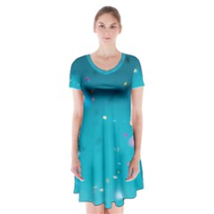 Bluesplash Short Sleeve V-neck Flare Dress by LW323