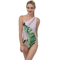 Palm Leaves On Pink To One Side Swimsuit by goljakoff