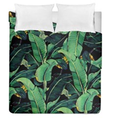 Night Banana Leaves Duvet Cover Double Side (queen Size) by goljakoff