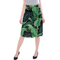 Night Banana Leaves Midi Beach Skirt by goljakoff