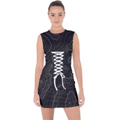 Topography Map Lace Up Front Bodycon Dress by goljakoff
