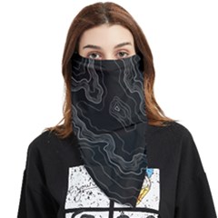 Black Topography Face Covering Bandana (triangle) by goljakoff