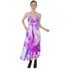 Hot Pink Fuchsia Flower Fantasy  Tie Back Maxi Dress by CrypticFragmentsDesign