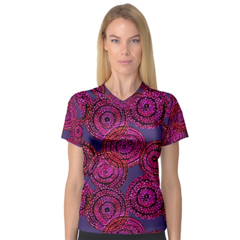 Unusual Circles  Abstraction V-neck Sport Mesh Tee by SychEva