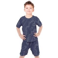 Topography Map Kids  Tee And Shorts Set by goljakoff