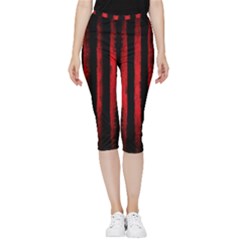 Red Lines Inside Out Lightweight Velour Capri Leggings  by goljakoff