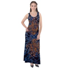 Fractal Galaxy Sleeveless Velour Maxi Dress by MRNStudios