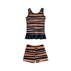 Tiger Stripes, Black And Orange, Asymmetric Lines, Wildlife Pattern Kids  Boyleg Swimsuit by Casemiro