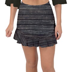 Wooden Linear Geometric Design Fishtail Mini Chiffon Skirt by dflcprintsclothing