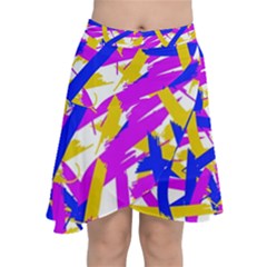 Colored Stripes Chiffon Wrap Front Skirt by UniqueThings