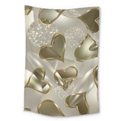   Golden Hearts Large Tapestry by Galinka