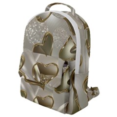   Golden Hearts Flap Pocket Backpack (small) by Galinka