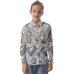  Gold Hearts Kids  Long Sleeve Shirt by Galinka