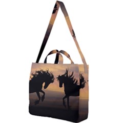 Evening Horses Square Shoulder Tote Bag by LW323