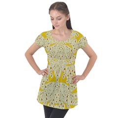 Sunshine Colors On Flowers In Peace Puff Sleeve Tunic Top by pepitasart