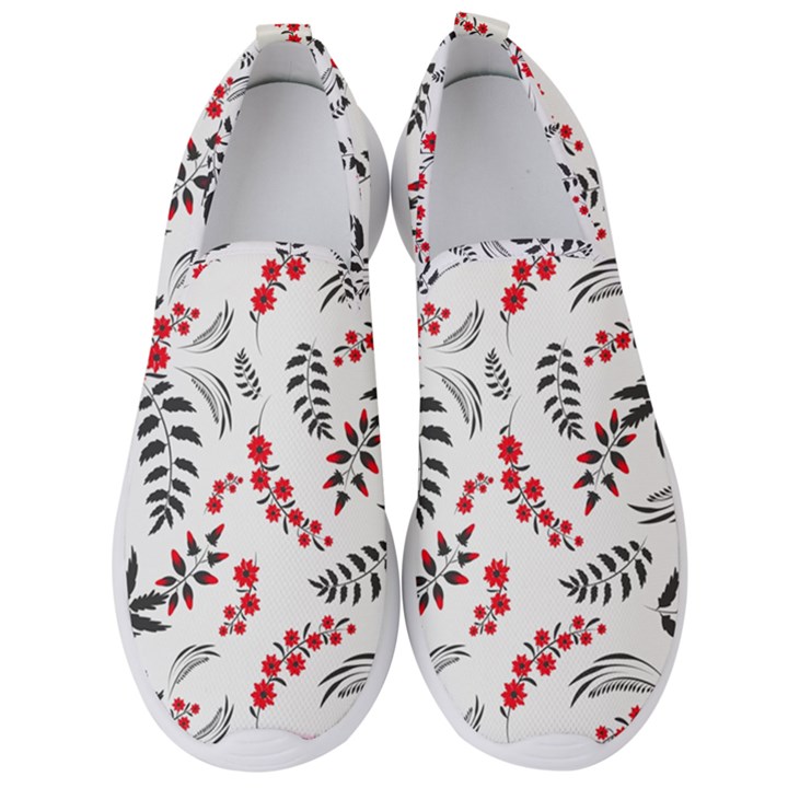 Folk floral pattern. Flowers abstract surface design. Seamless pattern Men s Slip On Sneakers