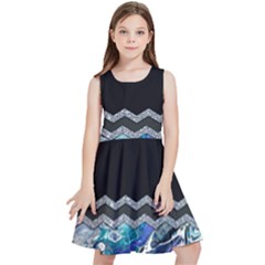 Blue Ocean Minimal Liquid Painting Kids  Skater Dress by gloriasanchez