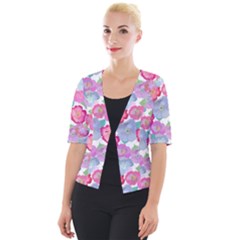 Bright, Joyful Flowers Cropped Button Cardigan by SychEva