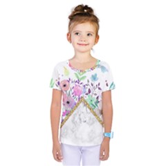 Minimal Gold Marble Bouquet Kids  One Piece Tee