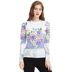 Minimal Purble Floral Marble A Women s Long Sleeve Rash Guard by gloriasanchez