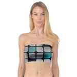 Pattern Abstrat Geometric Blue Grey Bandeau Top