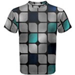 Pattern Abstrat Geometric Blue Grey Men s Cotton Tee