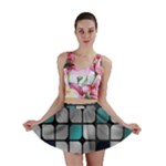 Pattern Abstrat Geometric Blue Grey Mini Skirt