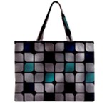 Pattern Abstrat Geometric Blue Grey Zipper Mini Tote Bag