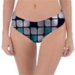 Pattern Abstrat Geometric Blue Grey Reversible Classic Bikini Bottoms