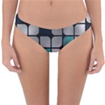 Pattern Abstrat Geometric Blue Grey Reversible Hipster Bikini Bottoms