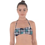 Pattern Abstrat Geometric Blue Grey Halter Bandeau Bikini Top