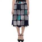 Pattern Abstrat Geometric Blue Grey Classic Midi Skirt