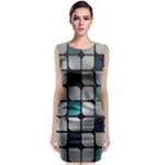 Pattern Abstrat Geometric Blue Grey Classic Sleeveless Midi Dress