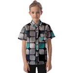 Pattern Abstrat Geometric Blue Grey Kids  Short Sleeve Shirt