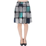 Pattern Abstrat Geometric Blue Grey Velvet High Waist Skirt