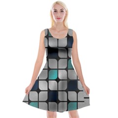 Pattern Abstrat Geometric Blue Grey Reversible Velvet Sleeveless Dress by alllovelyideas